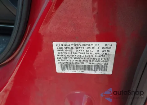 2017 Honda Fit Lx z USA, uszkodzony, nr VIN JHMGK5H54HS007277